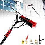 Himopuer Barra Telescópica de Aluminio con Cepillo de Limpieza, Cepillo Rodillo de Limpieza de Paneles Solares, Limpiacristales y Dosificador de Jabón, para Limpieza Placas Fotovoltaicas(20FT/6M)