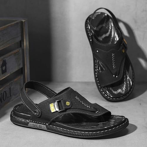 Men's Flip Flop Sandals Leather Upper Versatile Slippers or Sandals Dual Wear Anti Slip Rubber Sole Textured Handcrafted4