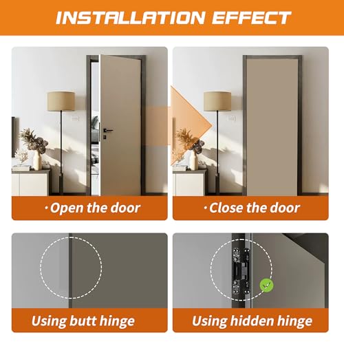 4-Pack 6 inch Hinge for Doors Invisible Hinges Concealed Hinges Zinc Alloy 180 Degree Swing Hinge 3 Way Adjustable Butt Silent Door Hinge 6 x 2.5 x 1 inch (Black) by zeyuansen - Image 7