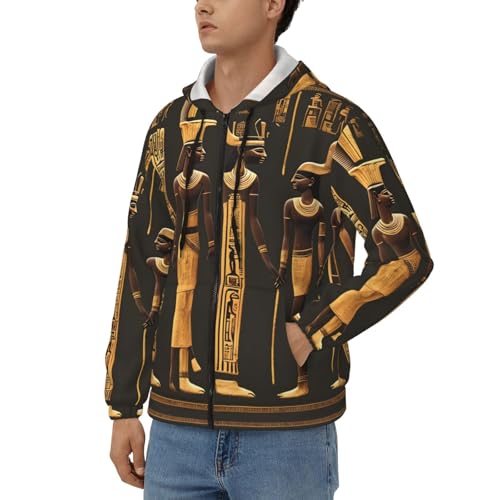 Sweat à capuche zippé imprimé hiéroglyphe égyptien grande taille