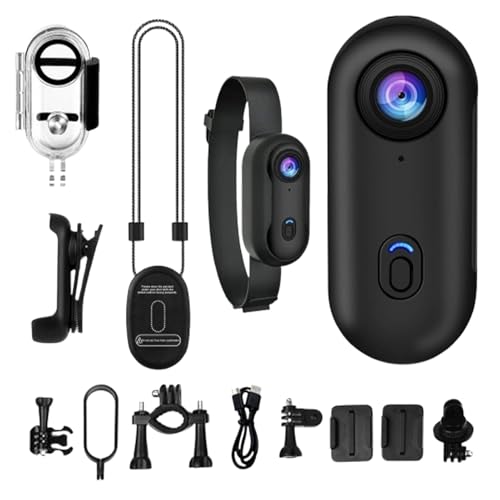 Caméra d'action au pouce – 4K étanche avec enregistrement audio et vidéo | Caméra portable magnétique et clip 360° pour cyclisme, moto, gym,...