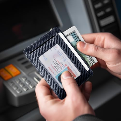 Image of Travelambo Slim Minimalist Wallet for Men, RFID Blocking Credit Card Holder, Front Pocket ID Card Case, Gifts for Men, Husband, Boyfriend, Teenage