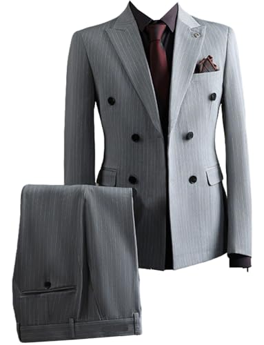 Costume à rayures pour homme haut de gamme avec revers de pointe et boutons double boutonnage