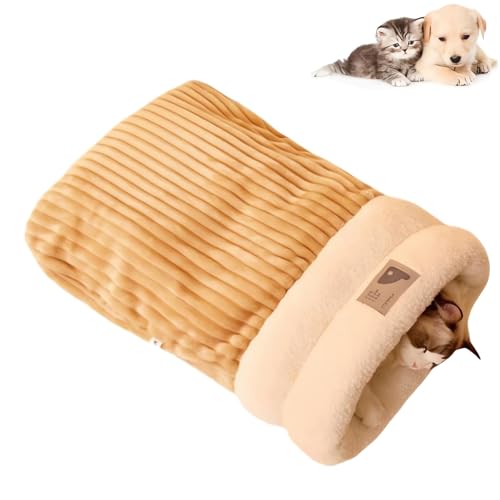 猫ベッド 猫用寝袋 ペット ハウス 寝袋 半密閉式 キャットハウス 猫用ベッド かわいい ふわふわ 暖かい 保温防寒 寒さ対策 洗える 猫寝床 ペットハウス ペットマット ペット布団 犬猫用 ペット用品 秋冬用 (ブラウン-スタイル1)