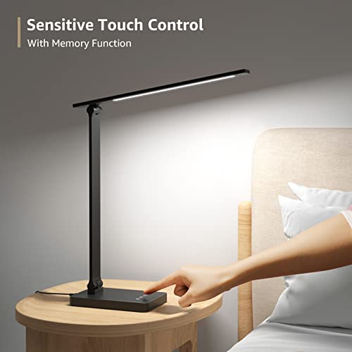 Simplified revised title: Dimmable LED Desk Lamp with USB Charging Port for Home Office and College Dorm Room
