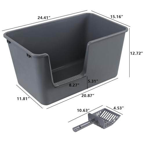Arenero para gato plástico grande 2 unidades con pala gris miniatura 2