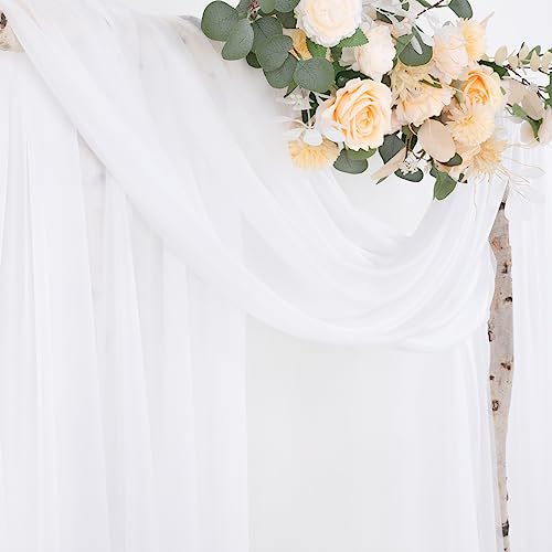 Image of Socomi White Sheer Wedding Arch Draping Fabric 29 inch x 20Ft 2 Panels Outdoor Curtain Drapes Extra Long for Bridal Baby Shower Ceremony Birthday Party Decor