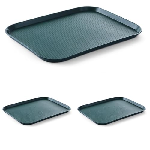 HENDI Bandeja de Servicio, Grande, Rectangular, Multiusos, resiste hasta 80°C, Bandeja para Servir Comida rápida, Bebidas, Fast Food, Bandeja de Cocina, 350x450x(H) 20mm, Verde, Polipropileno