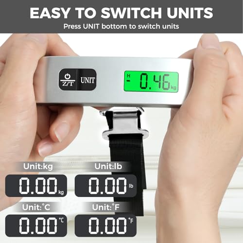 Image of BAGAIL Digital Luggage Scale, 110lbs Hanging Baggage Scale with Backlit LCD Display, Portable Suitcase Weighing Scale, Travel Luggage Weight Scale with Hook, Strong Straps for Travelers