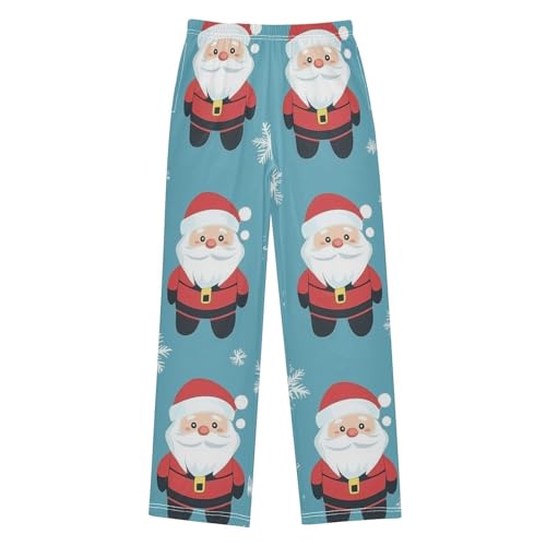 ZZXXB Santa Claus and Snow Boys Long Pants Soft Trousers Elastic Waist Kids Lounge Bottoms with Pockets S-XL