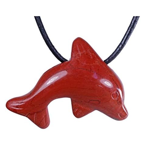 Colgante de delfín de jaspe rojo con correa de piel Cover