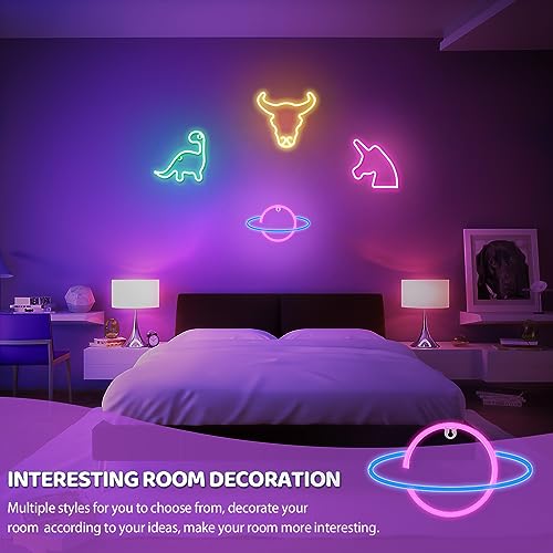 Image of Planet Neon Sign, USB & Battary Powered Christmas Lights Outdoor & Indoor, Party Decorations, Planet Decorations for Bedroom, Living Room, Home