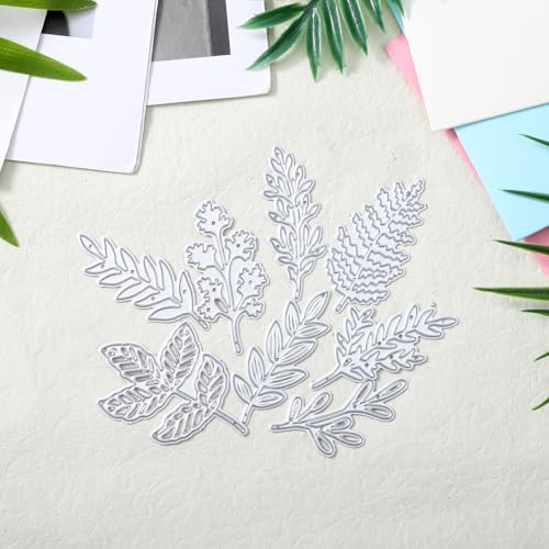8 PCS Leaf Metal Die Cuts, Metal Leaves Cutting Dies Cut Stencils Autumn Broken Leaves Cutting Dies Cut Stencils for Card Making Templated DIY Scrapbooking Album Decorative Embossin