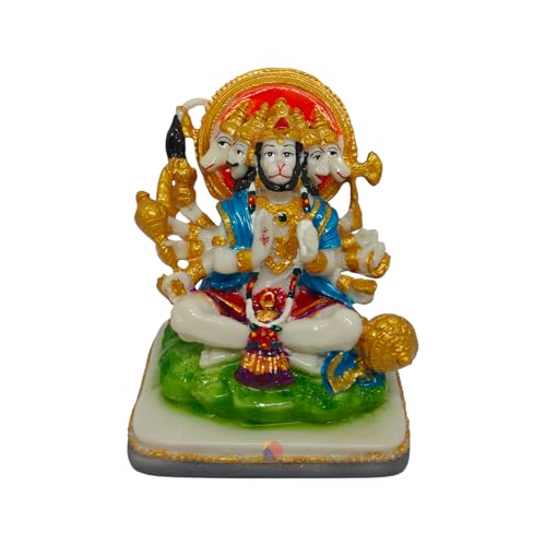 Image of Hanuman murti - Hanuman Idol for Home Decor & Office - Panchmukhi Hanuman - (13 x 11 x 9 cm) (Multicolor)
