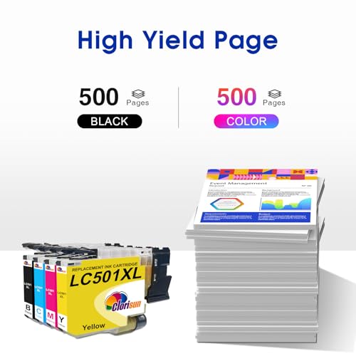 Image of LC501XL LC501 MFC-J1360DW Ink Cartridges for Brother Printer LC501XL