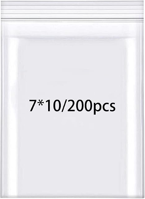 Rshuhx Grip Seal Bags Small Plastic Bags Resealable Heavy Duty Thicken 160μm 200pcs 7cmX10cm/3"X4" Little Sealable Strong Ziplock Bag Handy for Storage Nuts Cookies Jewellery Coins Pills Packaging