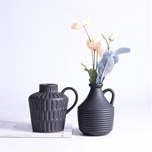 Vase en céramique noir stable pour éviter les fuites d'eau dans le salon - 5