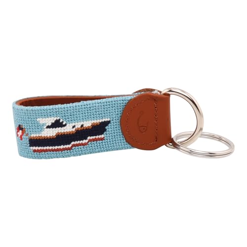 Image of Leather Hand-Stitched Needlepoint Key Fob or Key Chain
