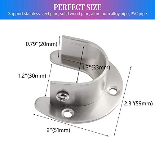 Creatyi Heavy Duty Stainless Steel Closet Rod Brackets Closet Shower Rod Bracket Closet Rod Holders Closet Pole Sockets Closet Rod Supports For 1 1/4 Inch Rod (2 Pcs, Silver) #TOP3