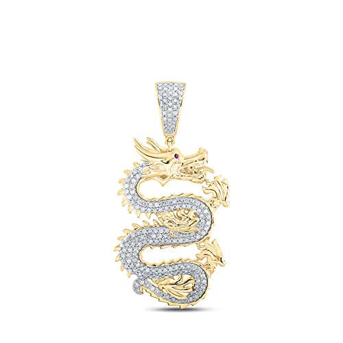10kt Yellow Gold Mens Round Diamond Dragon Charm Pendant 5/8 Cttw
