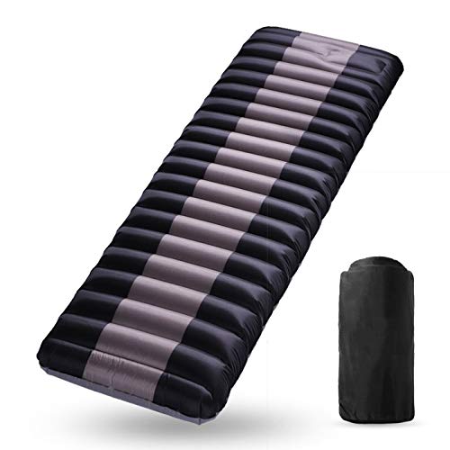 Cama Auto-Hinchable Inflable Esterilla Camping Colchón Extra Grueso Hinchable Colchoneta Bomba Incorporada con Bolsa Portátil Resistente a Humedad para Viajes Senderismo Acampada (Negro)