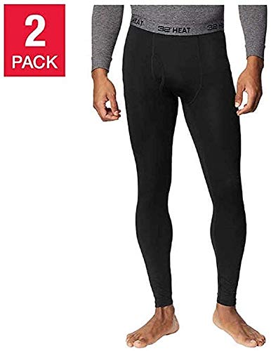 32 DEGREES Men's Heat Pant, 2-Pack (Black/Black, Large)
