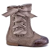 GUXS Bota Pascuala Niña combinada en Charol Camel y Ante Brocado color: Dorado talla: 24