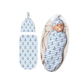 Striped Anchor Baby Stuff Swaddle Blanket Hat Set For Boys Girls, Soft Newborn Swaddle Sack Receiving Blanket Outfit Infant Shower Gift