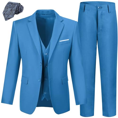 Boys' Suit Kids Formal Tuxedo Suits for Boys Wedding Outfits Dress Vest Pants Suspenders Set Adjustable Waist