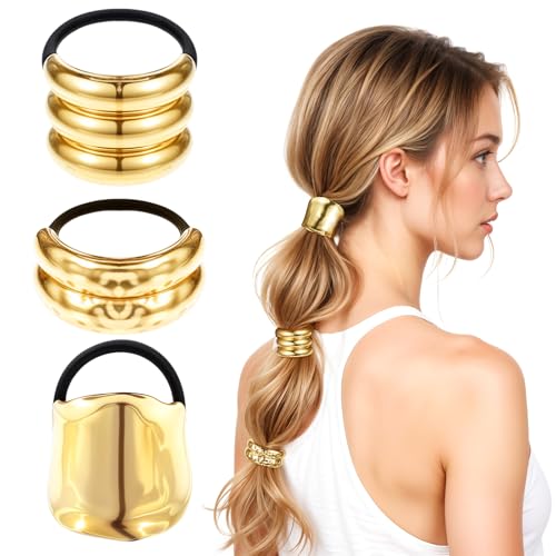 3 gomas para el pelo paras cola de caballo puño metal dorado coletas doradas coleteros pelo mujer gomas el pelo punk, para accesorios de cabello finos