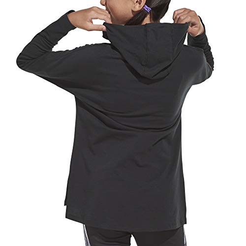 adidas Girls' Long Sleeve Hooded Tee T-Shirt, BoS adi Black Print, X-Large