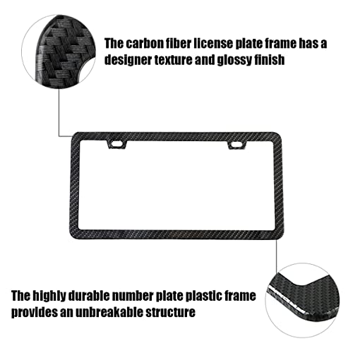 Aicel Carbon Fiber License Plate Frame, 2 Pack Universal Us Stainless Steel License Plate Frame Covers, Rust-Proof And Rattle-Proof Car Tag Holder Bracket With Screws Caps, Car Accessories (2 Holes) #TOP3