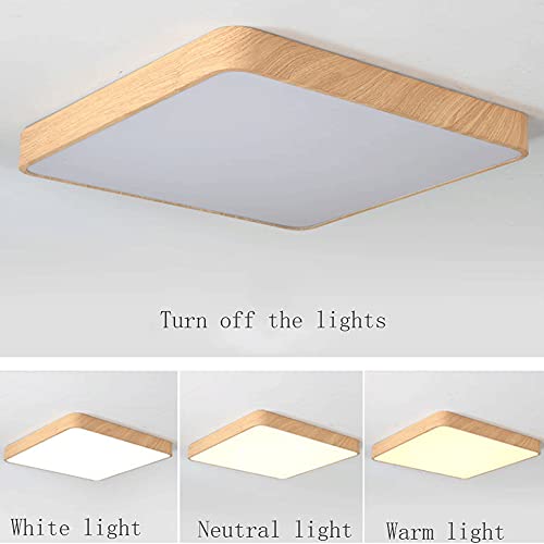 Plafonnier plat japonais en bois LED pour éclairer un bureau calme - 6