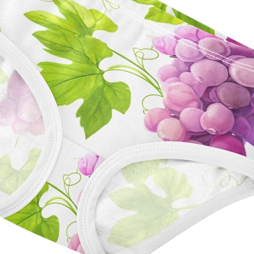 Toddler Underwear Floral 2t Cotton Panties for Girl Bright Undies Kids Briefs Purple Grapes Leaves White4