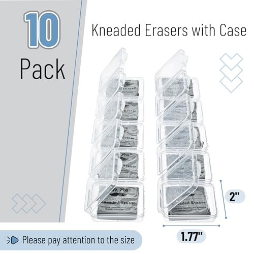 Image of Mr. Pen- Kneaded Erasers, 10 Pack | Gray Moldable Art Erasers with Storage Cases, Soft Kneadable Erasers for Charcoal, Graphite, Pencil & Pastel Drawing