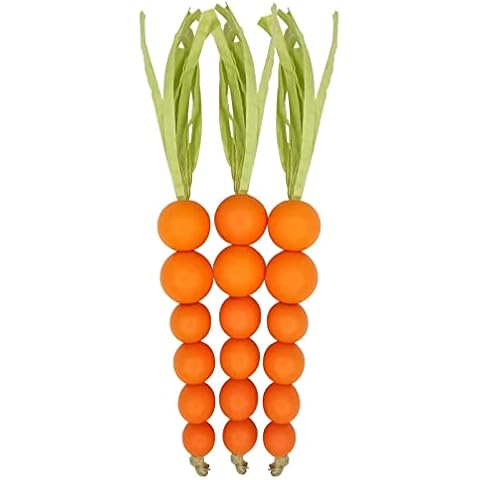 Beaded Carrot Spring Wood Tiered Tray Decorations Easter Beaded Garland Farmhouse Home Decors, 3 PCS Cover