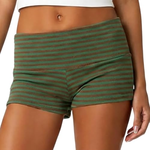 Image of KMBANGI Womens Fold Over Shorts Elastic Waist Y2k Lounge Shorts Foldover Cute Pajama Micro Bottoms Mini Shorts Sleepwear