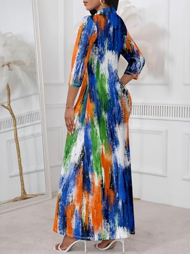Image of PinkPatty Women's Casual 3 /4 Sleeve Polo V Neck Bodycon Maxi Dress