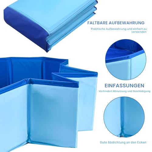 Fulhdedi Faltbarer Hundepool, 60 x 20 cm Hundeplanschbecken, PVC Faltbares Haustier Hund Planschbecken, Blau Tragbares Schwimmbad für Haustiere Hund Schwimmbad für Indoor Outdoor