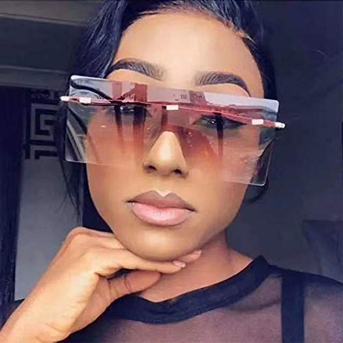 Square Sunglasses Flat Top Fashion Oversized Shades Mirror Rimless Glasses for Women for Men3