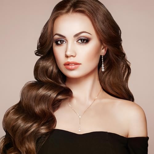 Meztole Rose Gold Jewelry Set For Prom,Bridal Necklace Earrings Bracelet Crystal Bridal Wedding Prom Dresses Costume Jewelry Accessories Rhinestone Bridal Jewelry Set For Women  thumb #3