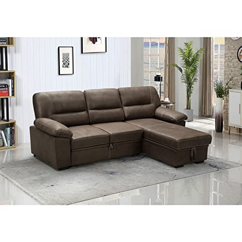 Lilola Home Lhf-87802 Sectional, Saddle Brown #TOP6