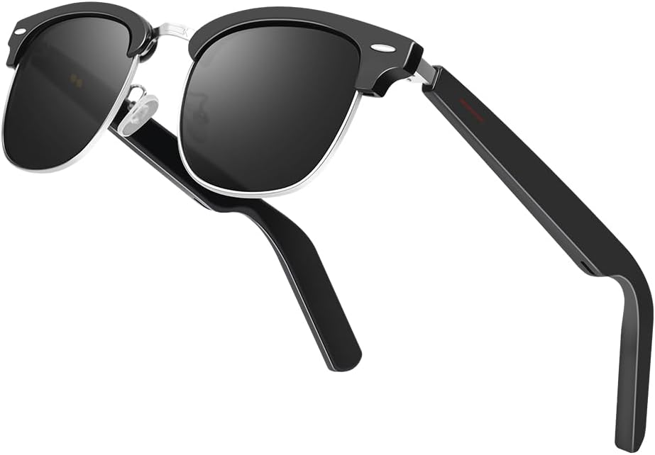 Smart Sunglasses Glasses for Men Women with AAC Speaker Open Ear Music Touch Buttons Remote Photo Voice Assistant Hand-free Calling, Unisex Audio Intelligent Bluetooth 5.0, Great Gift for Friends