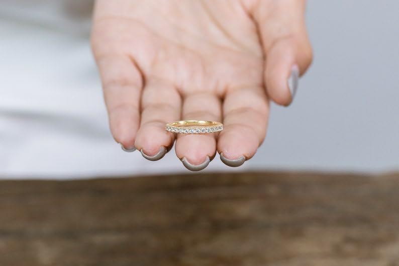 925 sterling silver Eternity ring with naturel cz stone color -clear | gold plated,prong diamond ring's band | dhr_0910 - Image 2