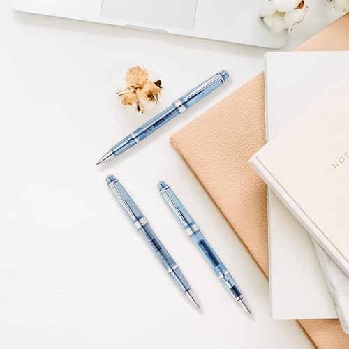 Image of Cross Bailey Light Translucent Navy Blue Resin Fountain Pen - Extra-Fine Nib, Smooth Writing, Luxury Design