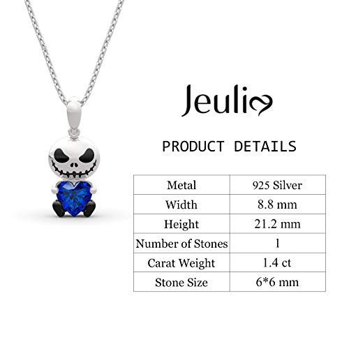 Image of Jeulia Hug Me Love Confession Skull Heart Cut Sterling Silver Necklace for Women Wife Girlfriend Engagement Wedding Anniversary or Birthday Christmas With Jewelry Box