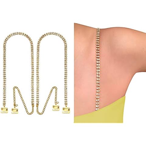 StunningBoutique Chic Gold Tone Diamante Adjustable Bra Straps -Diamonte Cover