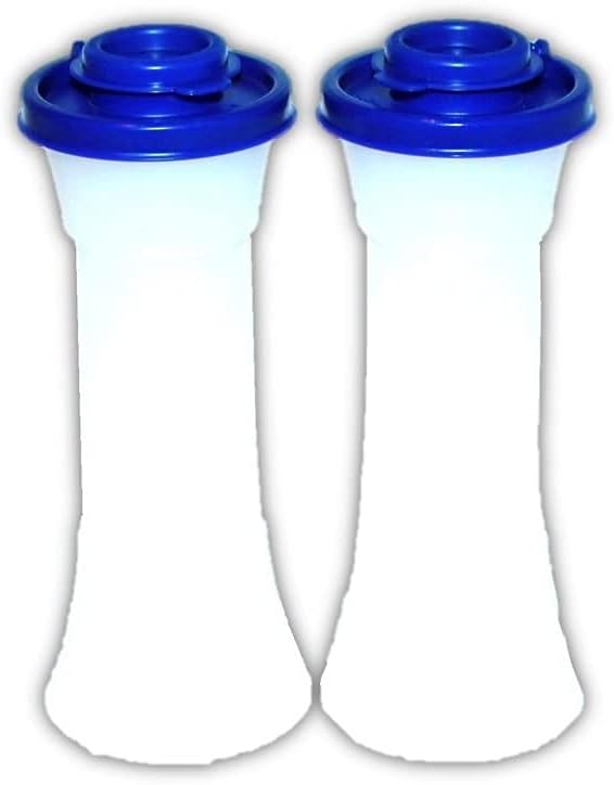 Tupperware Large Hourglass Salt and Pepper Shakers 6 Inch Bright Blue