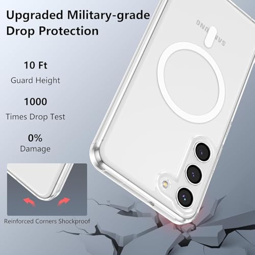 Image of JGD Magnetic Case for Samsung Galaxy S23 5G Compatible with MagSafe, Shockproof Phone Bumper Cover, Anti-Scratch Clear Back (Clear)