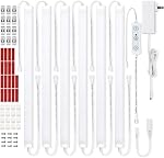 Litever Under Kit d'éclairage de cabinet Plug-in, 6 pcs 12 Pouces LED Bars légers. Super lumineux variable connectable pour la cuisine comptoir plateau plateau placard affichage lumière. blanc chaud 3000K